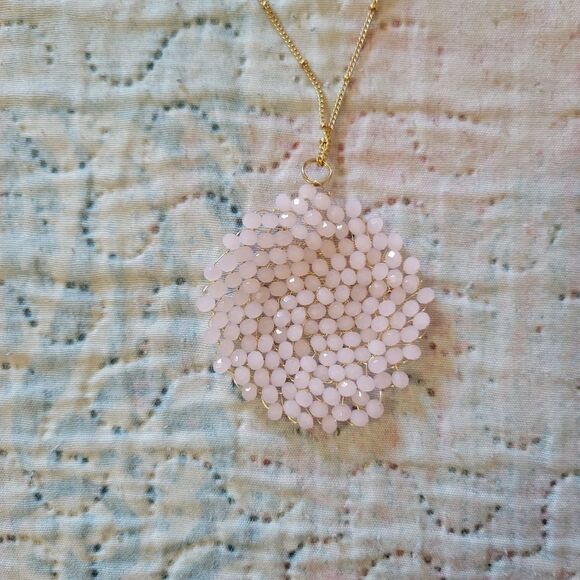 Pink Circle Crystal Pendant Necklace - Picture 2 of 9